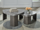 Bay Furniture Gallery - Ashley Furniture - Surmour Stacked Coffee Table - Stacked Cocktail Table / Gray/Brown - T600-0